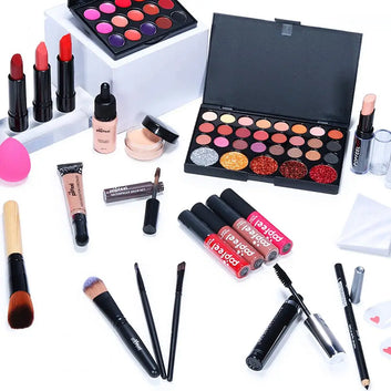 30Pcs Makeup Set Professional Makeup Case Kit Eyeshadow Lipstick Makeup Brush Concealer Powder Puff Eyebrow Pencil  Women Gifts