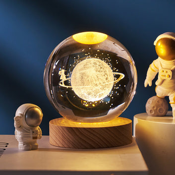 Creative Luminous Crystal Ball Galaxy Night Light Decoration 3D Laser Carved Crystal Ball For Girlfriend's Birthday Gift