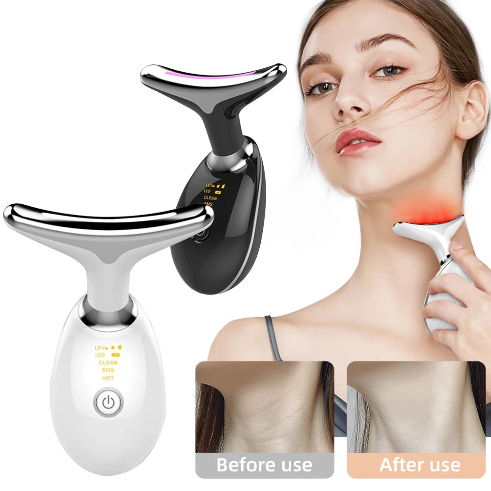Neck Massager Multi-function to remove neck lines decree lines vibration hot beauty massager EMS electric neck instrument