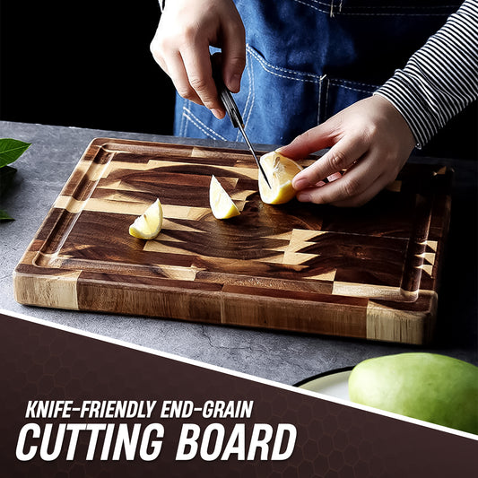 Large Rectangular Shaped End Grain Cutting Board – Stylish Butcher Block for Chopping, Slicing, and Dicing Ingredients - Must-Have Kitchen Tool