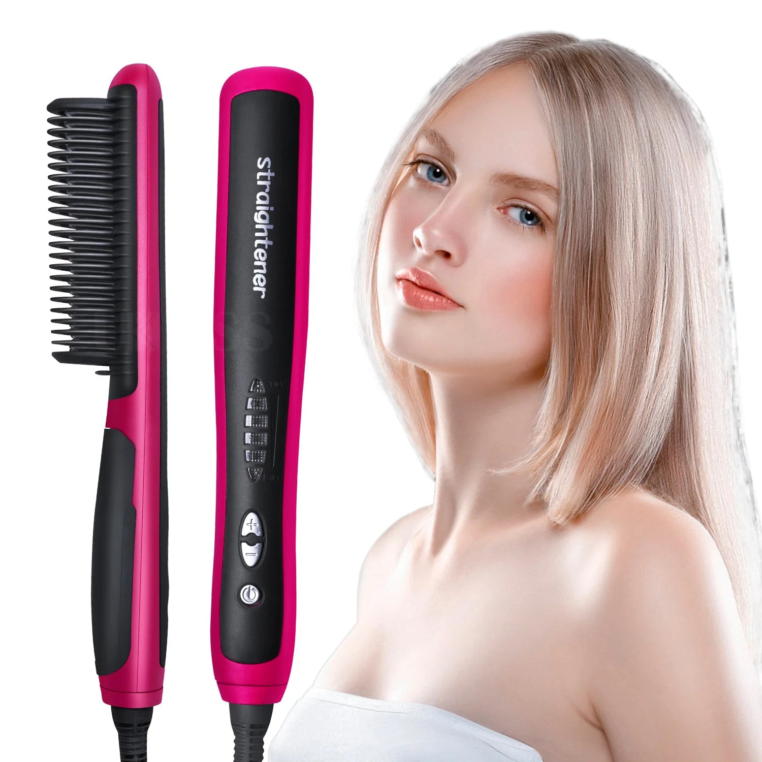 Professional Electric Comb Straightener Brush Mini Hair Iron Straightening Negative Ion Heating Hot Comb Styling Appliances