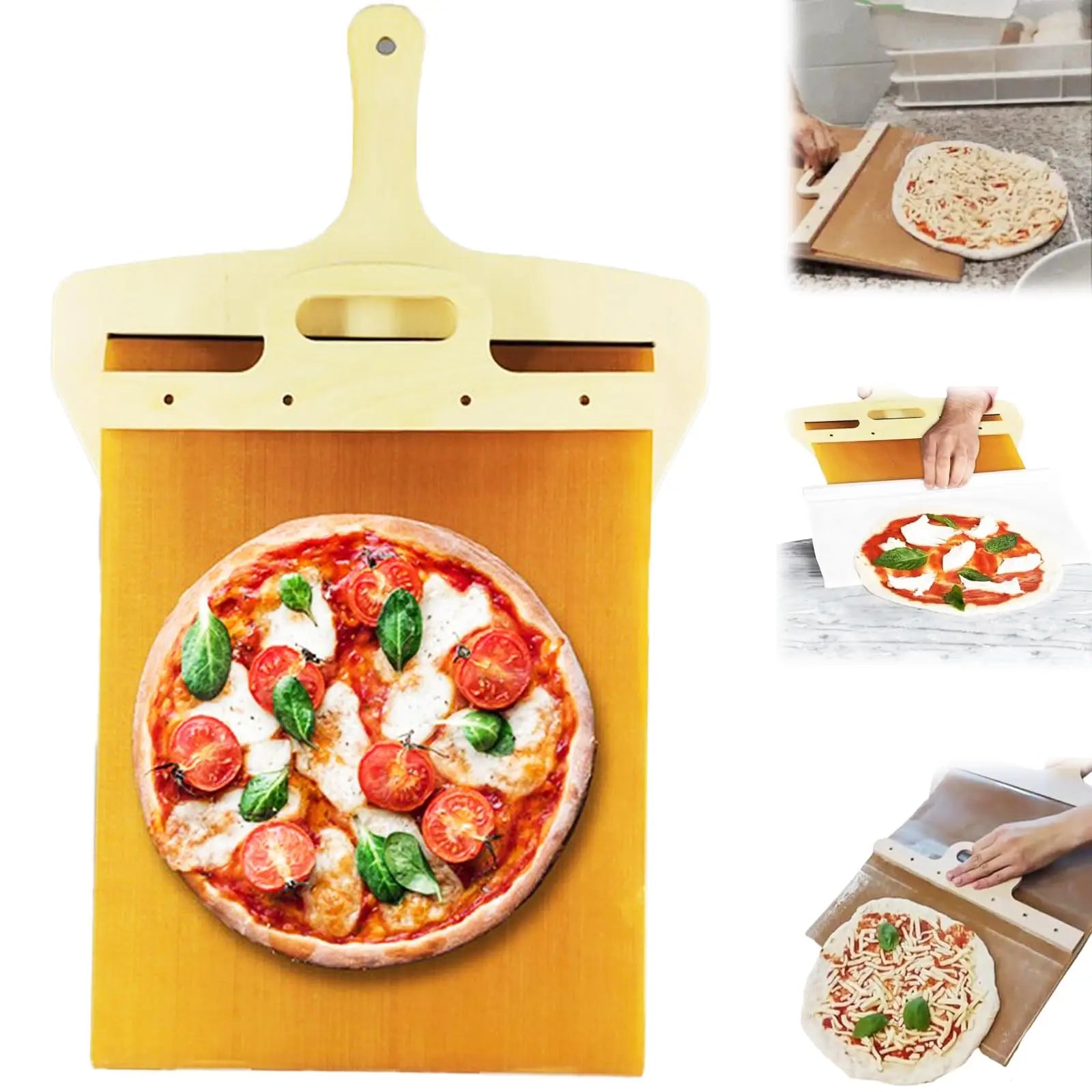 Sliding Pizza Peel Shovel Foldable Wooden Handle Transfer Tray Pizza Spatula Bread Baking Tools Kitchen Aaccessories Gadgets