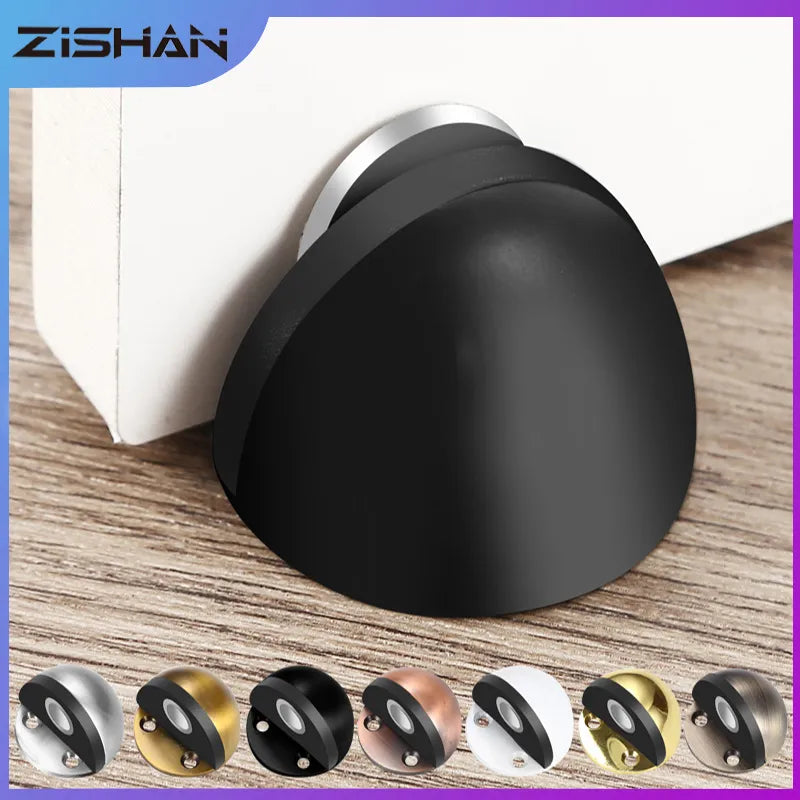 Stainless Steel Magnetic Door Stopper Punch-free Door Touch Magnetic Suction Rubber Semi-circle Anti-collision Door Stop