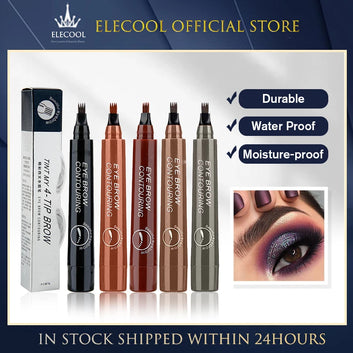 Waterproof Liquid Eyebrow Pencil Supplies 4 Fork Tip Fine Sketch Brow Tattoo Color Pen Long Lasting Beauty Eyebrow Makeup Tools