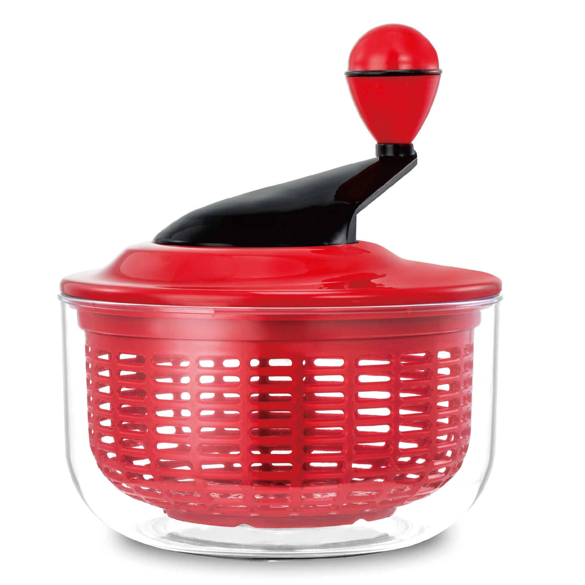 Your Choice Kitchen 3 Piece Salad Spinner with Ergonomic Crank. Red, 6.3 qt  