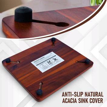 15 Inch RV Sink Cover and cutting board - Natural Acacia Wood