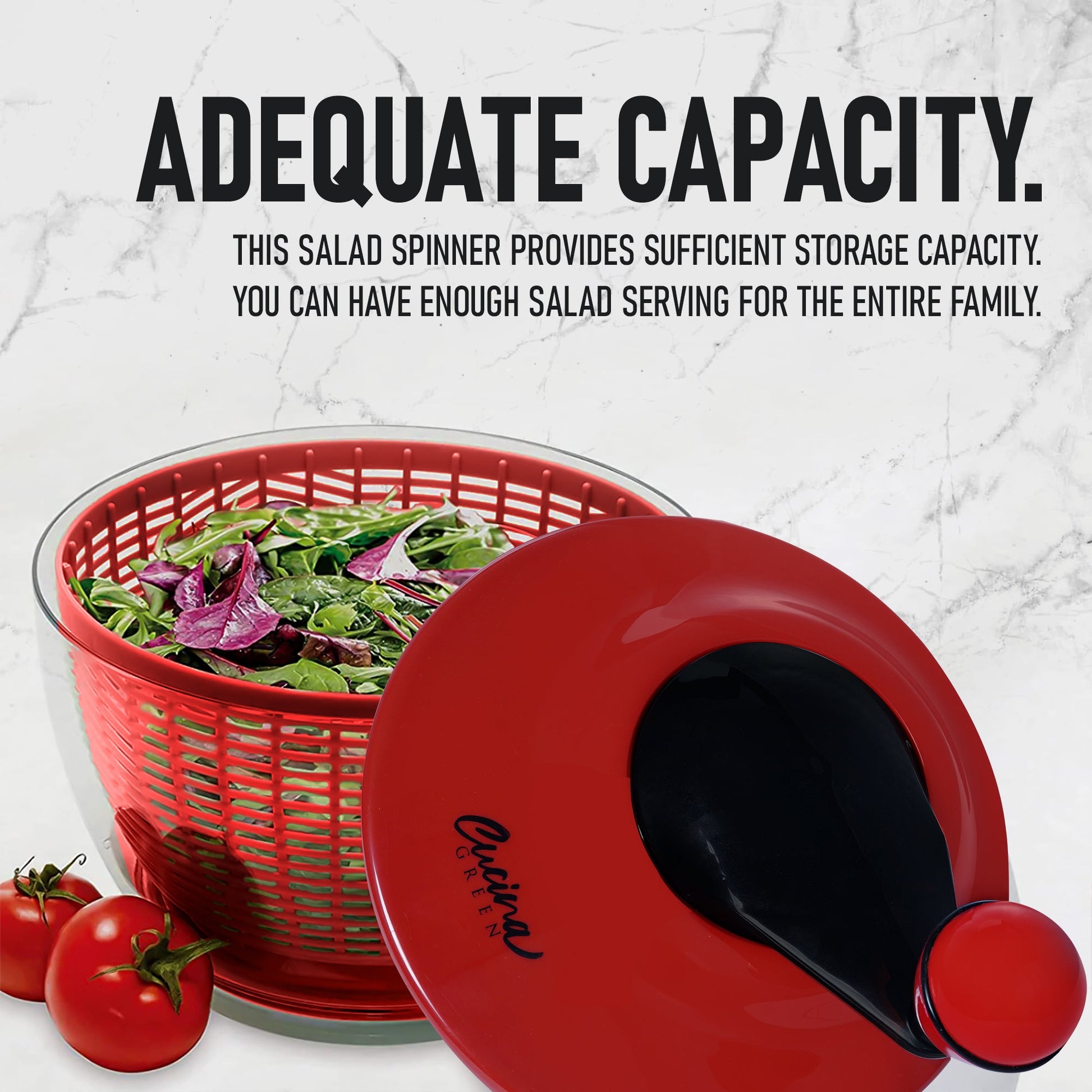 Red Salad Spinner with 6 Liter of Adequate space