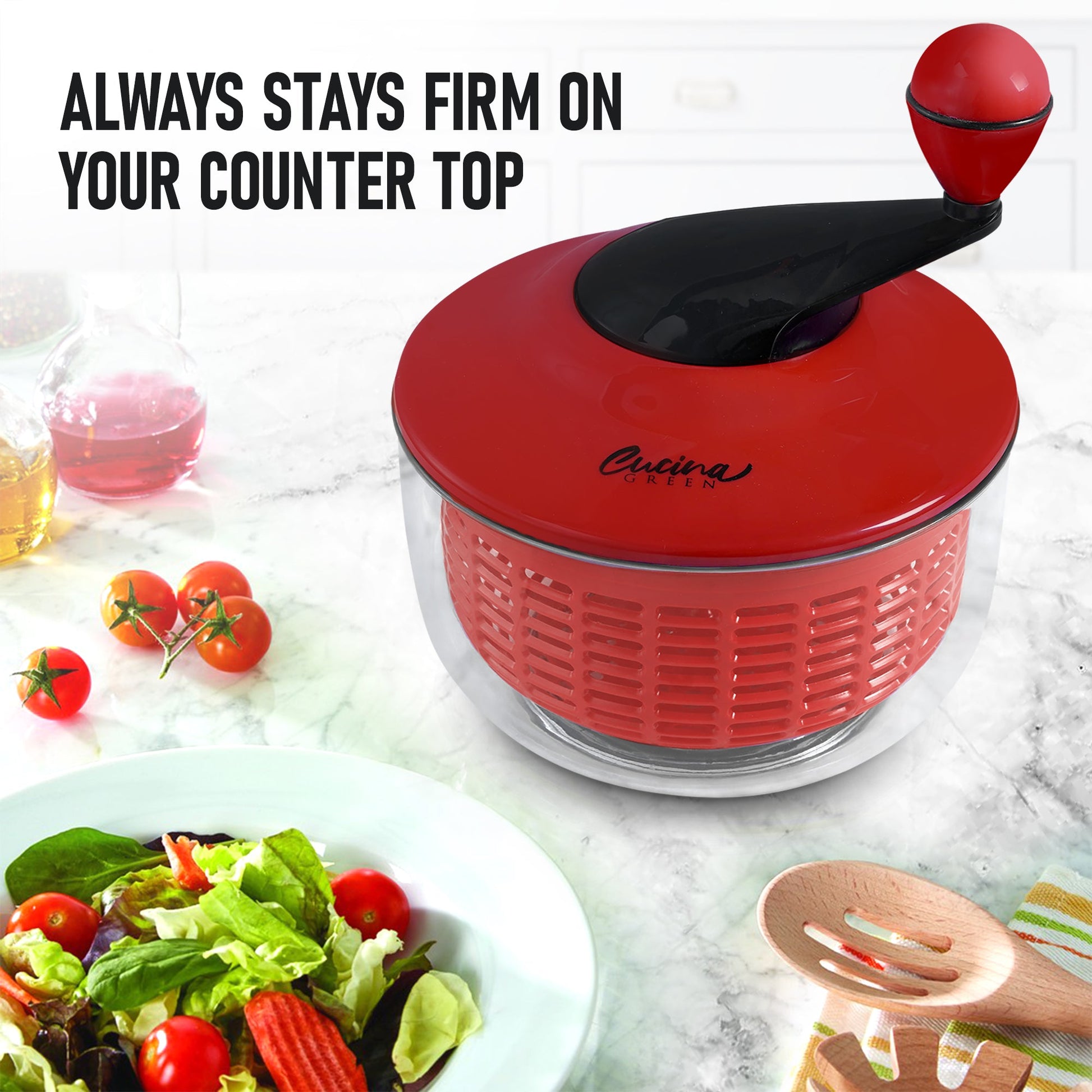 NEW Tupperware Spin N Save Salad Spinner ~ Red & White